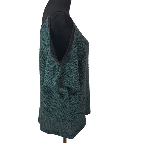 BCBGeneration Womens Top Teal Knit Sweater Blouse Cold Shoulder Size Medium - Picture 4 of 16